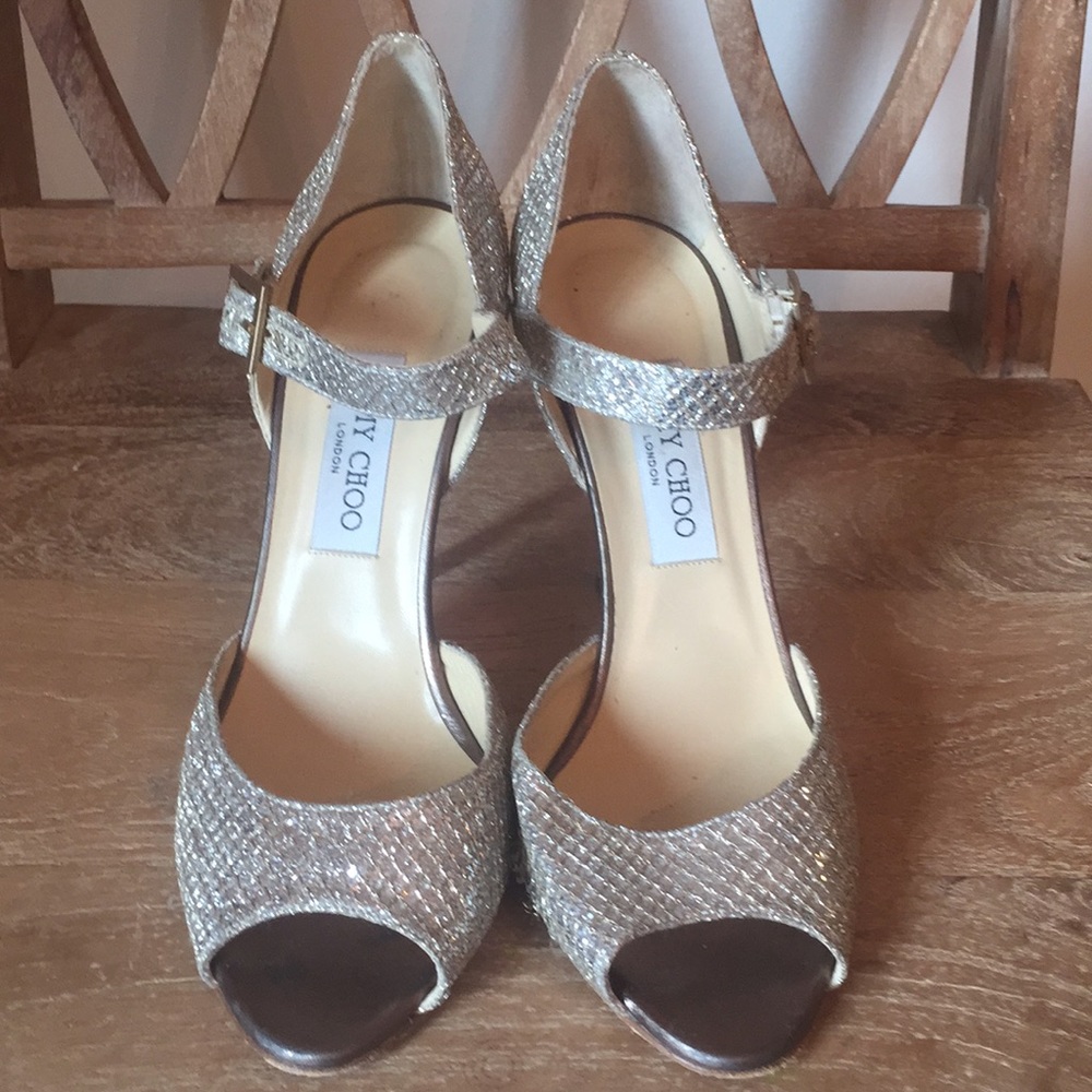 Glitter shimmer Jimmy Choo evening sandals